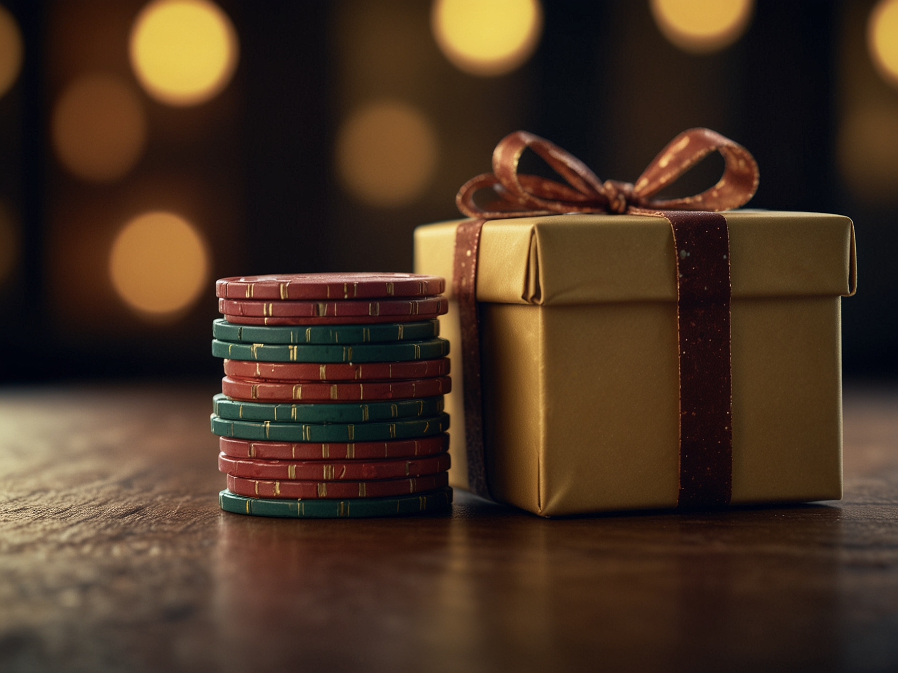 Casino bonus visual with chips and gift